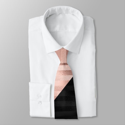 Modern Chic Rosa Rose Gold Black Triangle Cut Krawatte (Gebunden)