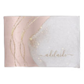 Modern Chic Rose Gold Glitzer Script Monogram Name Kissenbezug (Vorderseite-Links)