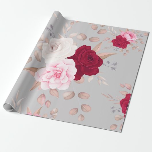 modern chic rot, rosa, floral geschenkpapier (Ungerollt)