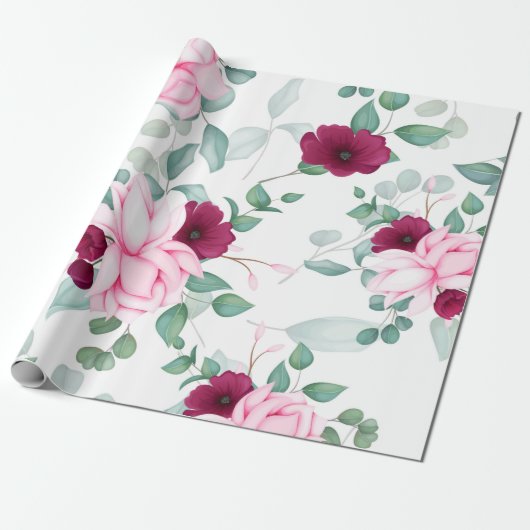 modern chic rot, rosa, floral geschenkpapier (Ungerollt)