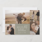 Modern Chic Sage Green Foto Collage Save The Date (Vorderseite)
