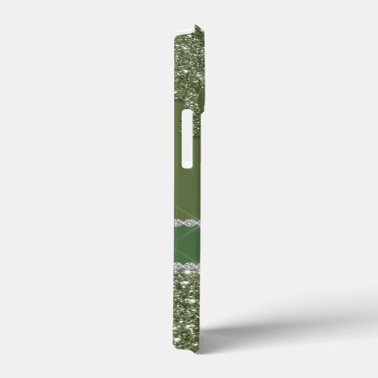 Modern Chic Sage Green Glitzer Sparkle Diamond Case-Mate iPhone Hülle (Rückseite / Rechts)