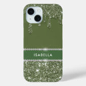 Modern Chic Sage Green Glitzer Sparkle Diamond Case-Mate iPhone Hülle (Rückseite)