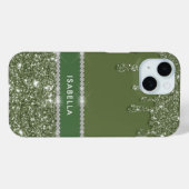 Modern Chic Sage Green Glitzer Sparkle Diamond Case-Mate iPhone Hülle (Rückseite (Horizontal))