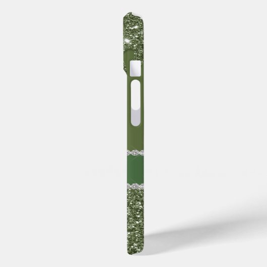 Modern Chic Sage Green Glitzer Sparkle Diamond Case-Mate iPhone Hülle (Rückseite / Links)
