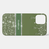 Modern Chic Sage Green Glitzer Sparkle Diamond Case-Mate iPhone Hülle (Rückseite (Horizontal))