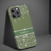 Modern Chic Sage Green Glitzer Sparkle Diamond Case-Mate iPhone Hülle