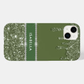 Modern Chic Sage Green Glitzer Sparkle Diamond Case-Mate iPhone Hülle (Rückseite (Horizontal))