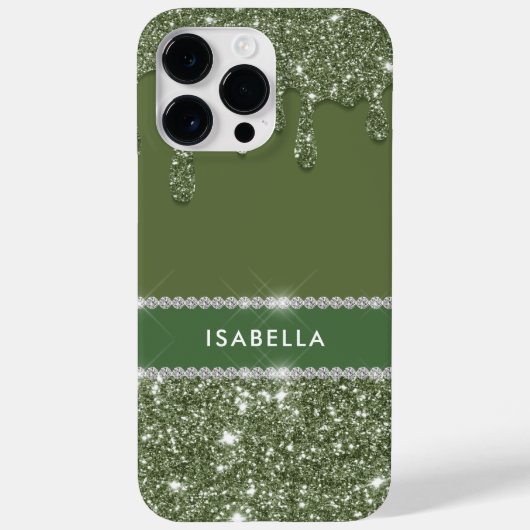 Modern Chic Sage Green Glitzer Sparkle Diamond Case-Mate iPhone Hülle (Rückseite)