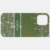 Modern Chic Sage Green Glitzer Sparkle Diamond Case-Mate iPhone Hülle (Rückseite (Horizontal))