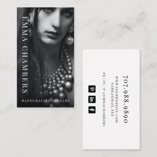 Modern Chic Schmuck Designer Business Card Visitenkarte (Vorne/Hinten)