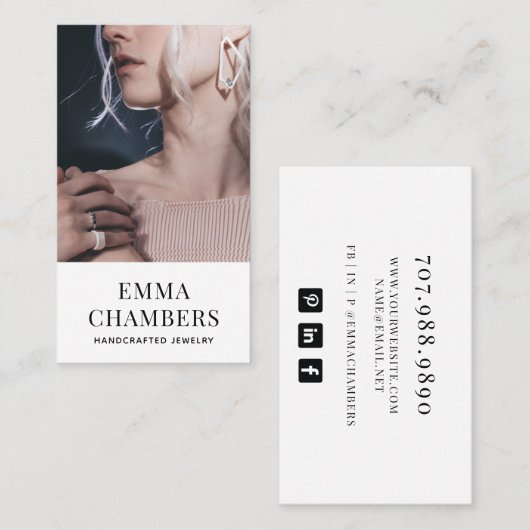 Modern Chic Schmuck Designer Business Card Visitenkarte (Vorne/Hinten)
