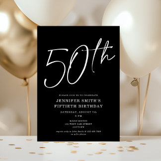 Modern Chic Script 50. Geburtstagsparty Einladung