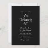 Modern Chic Script Black Elegant Wedding Einladung (Vorderseite)