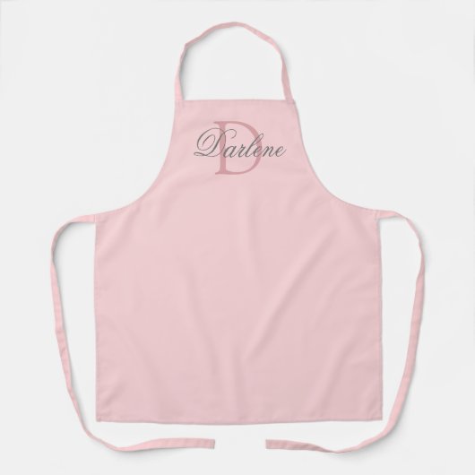 Modern Chic Script Blush Pink Monogram Name Schürze (Vorderseite)