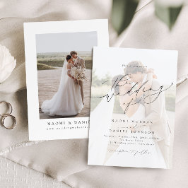 Modern Chic Script Elegant Photo Wedding  Einladung