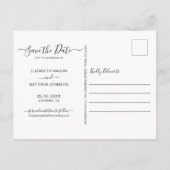 Modern Chic Script Foto Collage Save the Date Ann Ankündigungspostkarte (Rückseite)