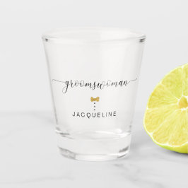 Modern Chic Script Groomsfrau Gold Herzname Schnapsglas
