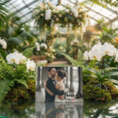 Modern Chic Script Love Heart Wedding Photo Dankeskarte