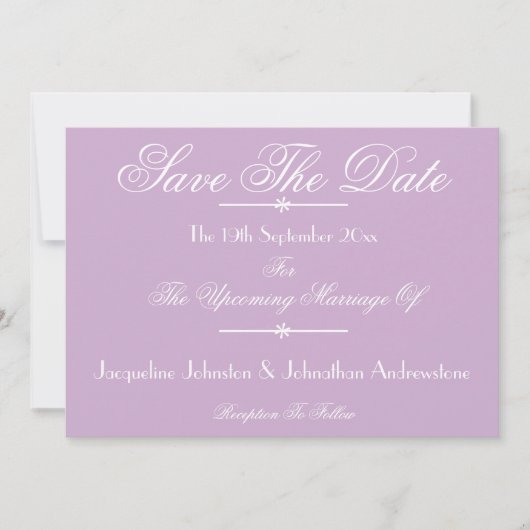Modern Chic Script Name Mauve Save the Date Ankündigung (Vorderseite)