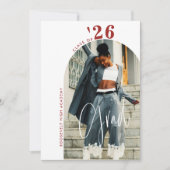 Modern Chic Script Photo 2024 Minimal Grad Party Einladung (Vorderseite)