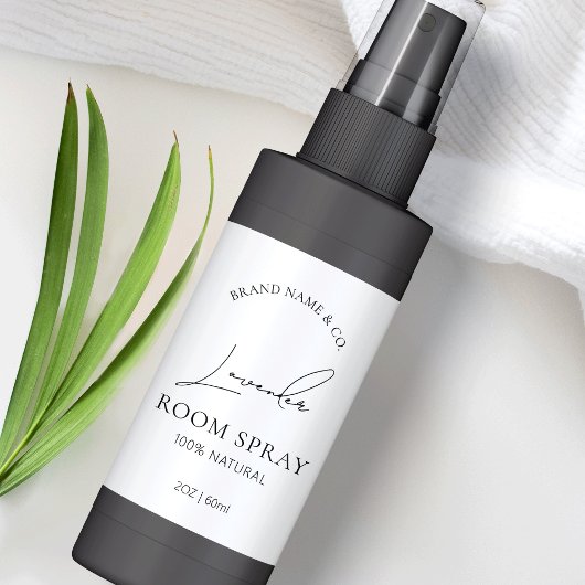 Modern Chic Script Simple Logo Room Spray Bottle