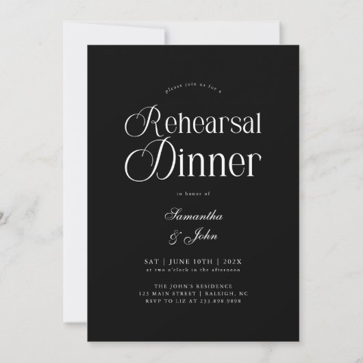 Modern Chic Script Wedding Rehearsal Dinner Einladung (Vorderseite)