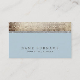 Modern Chic Sequin Dusty Blue Silver Business Card Visitenkarte