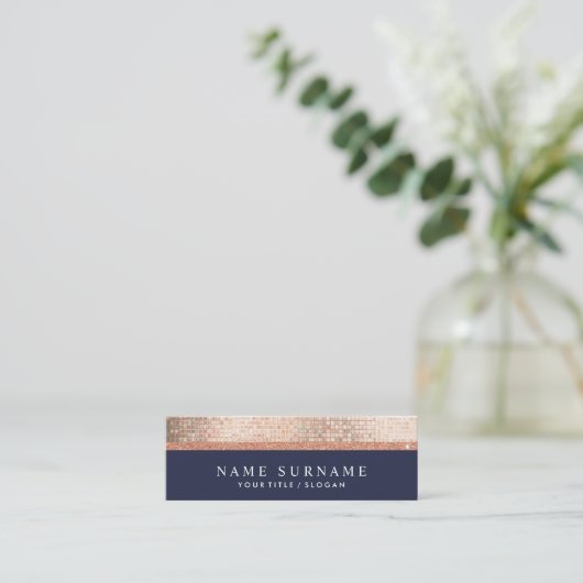 Modern Chic Sequin MidnightBlue Mini Business Card Mini Visitenkarte (Stehend Vorderseite)