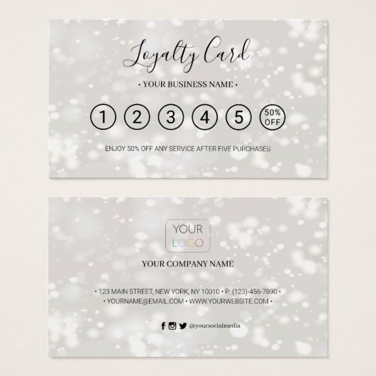 Modern Chic Shiny Loyalty Punch Card (Vorne & Hinten)