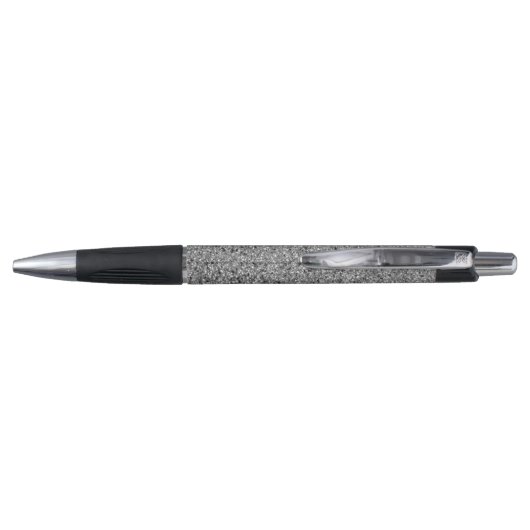 Modern Chic Silver Glitzer Glam Personalisiert Pen Kugelschreiber (Rückseite)