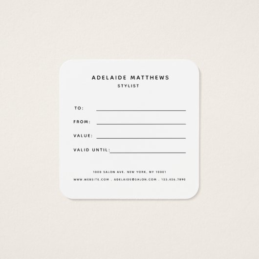 Modern Chic Simple Monogram Black Gold Gift Card (Rückseite)