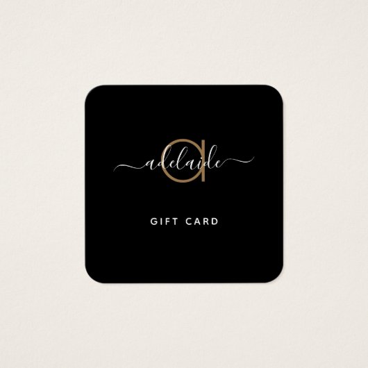 Modern Chic Simple Monogram Black Gold Gift Card (Vorderseite)