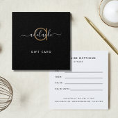 Modern Chic Simple Monogram Black Gold Gift Card