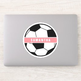 Modern Chic Soccer Ball Girly Pink Sports Monogram Aufkleber