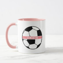 Modern Chic Soccer Ball Girly Pink Sports Monogram