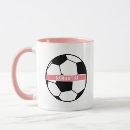 Modern Chic Soccer Ball Girly Pink Sports Monogram Tasse