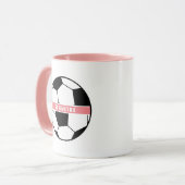 Modern Chic Soccer Ball Girly Pink Sports Monogram Tasse (Vorderseite Links)