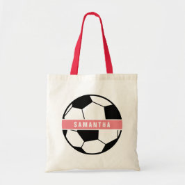Modern Chic Soccer Ball Girly Pink Sports Monogram Tragetasche