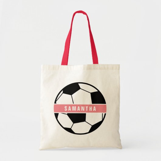 Modern Chic Soccer Ball Girly Pink Sports Monogram Tragetasche (Vorne)