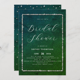 Modern Chic Sparkle Glitzer Emerald Brautparty Einladung