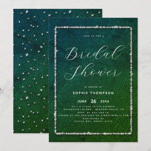 Modern Chic Sparkle Glitzer Emerald Brautparty Einladung