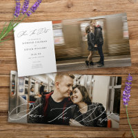 Modern Chic Statement Zwei Foto Save the Date Card