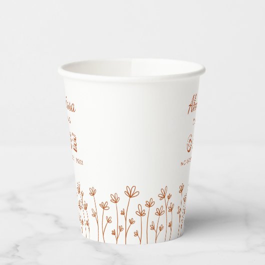 Modern Chic Terracotta Blume Erstgeburt Pappbecher (Links)