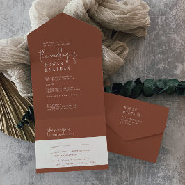 Modern Chic Terracotta Wedding All In One Einladung