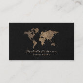 Modern Chic Travel Agent World Map Gold Glitzer Visitenkarte (Vorderseite)