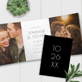 Modern + Chic Type Save the Date Fotokarte Dreifach Gefaltete Einladung
