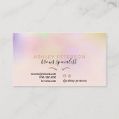 Modern chic unicorn holographic ombre brows visitenkarte (Rückseite)