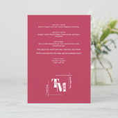 Modern Chic Viva Magenta Minimal Wedding Vielen Da Menükarte (Stehend Vorderseite)