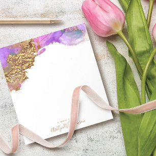 Modern, chic watercolor gold pink purple splatter notizblock